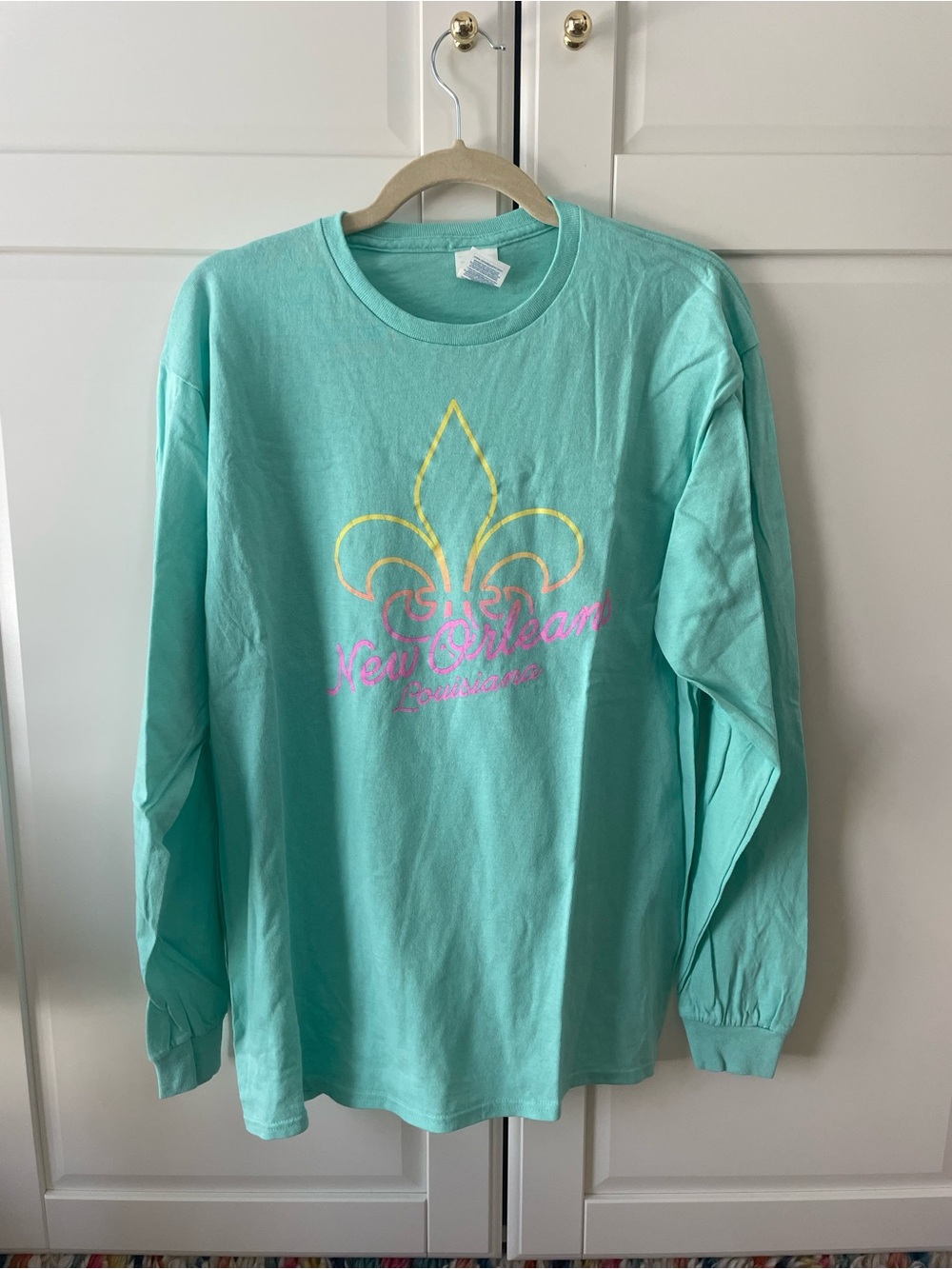New Orleans Fleur-de-Lis Long Sleeve Tee - Aqua